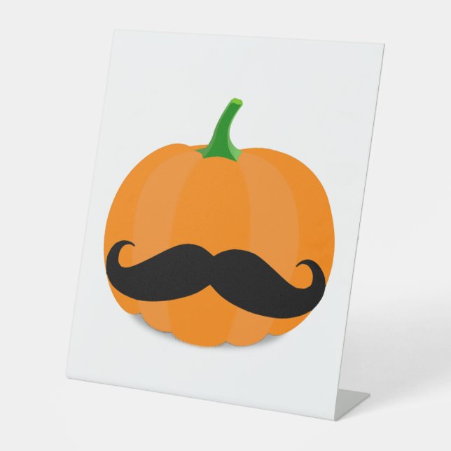 halloween pumpkin with beard pedestal sign (Front)