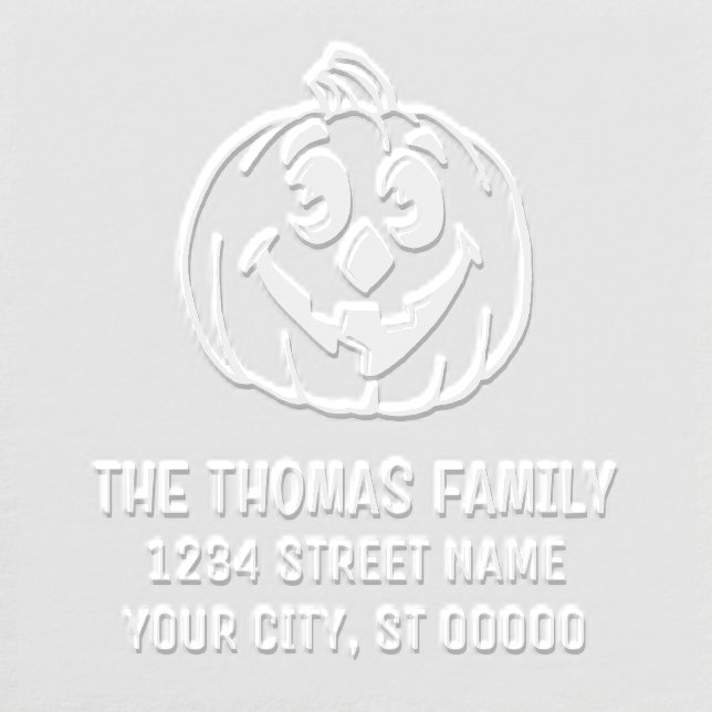 Halloween Pumpkin with Carved Face Name Address Embosser (Design)