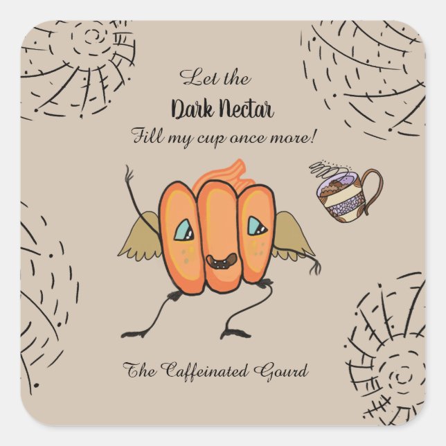 Halloween pumpkin with funny quotes square sticker (Front)