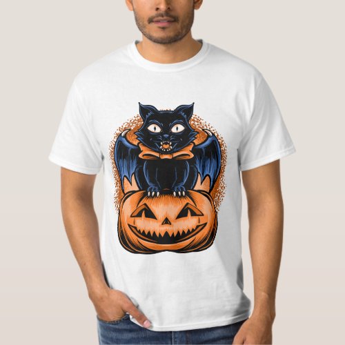 halloween pumpkin with ghost cat T_Shirt