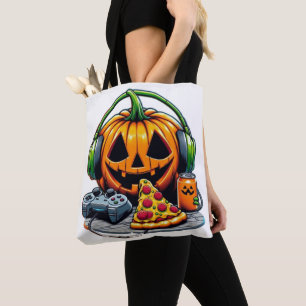 Halloween Pumpkin with Headphones and Games? Tote Bag