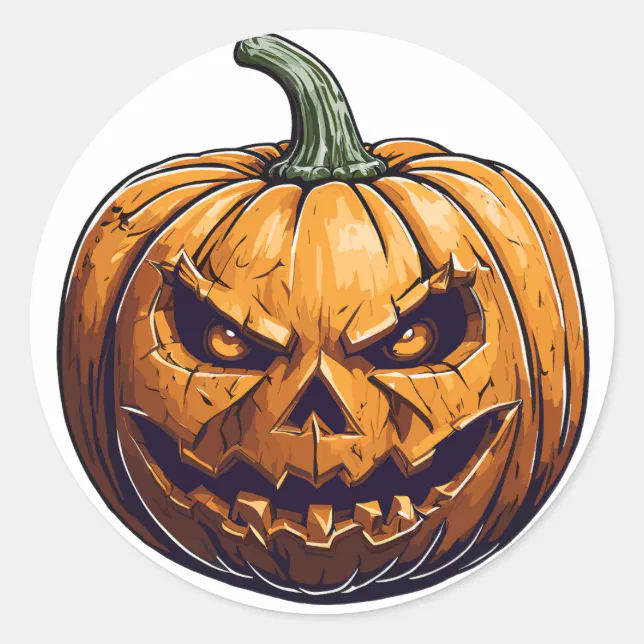 Halloween Pumpkin with Lighting Eyes Classic Round Sticker | Zazzle