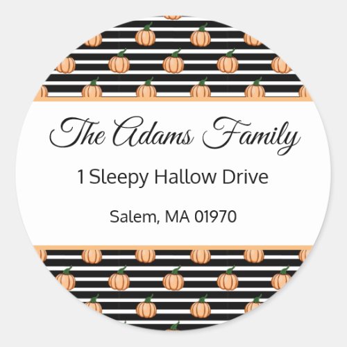 Halloween Pumpkin With Stripes Address Label