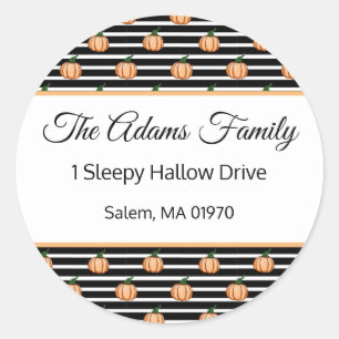 Halloween Pumpkin With Stripes Address Label