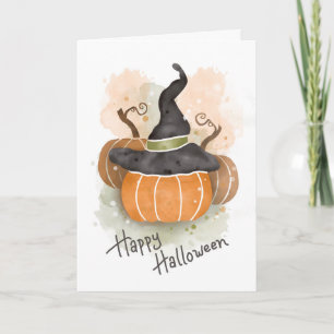 Halloween Pumpkin with Witch Hat  Card