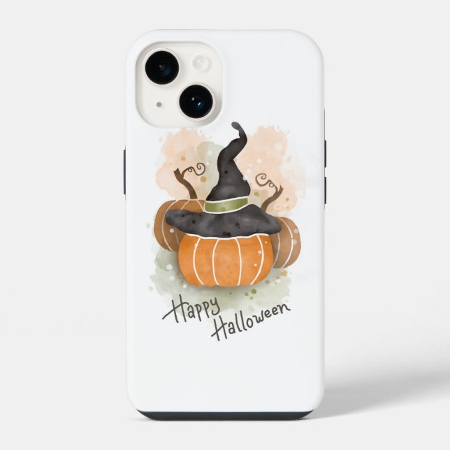 Halloween Pumpkin with Witch Hat  Iphone Case (Back)