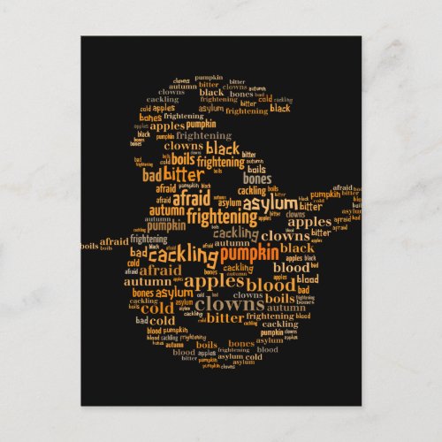 Halloween Pumpkin Word Cloud Postcard