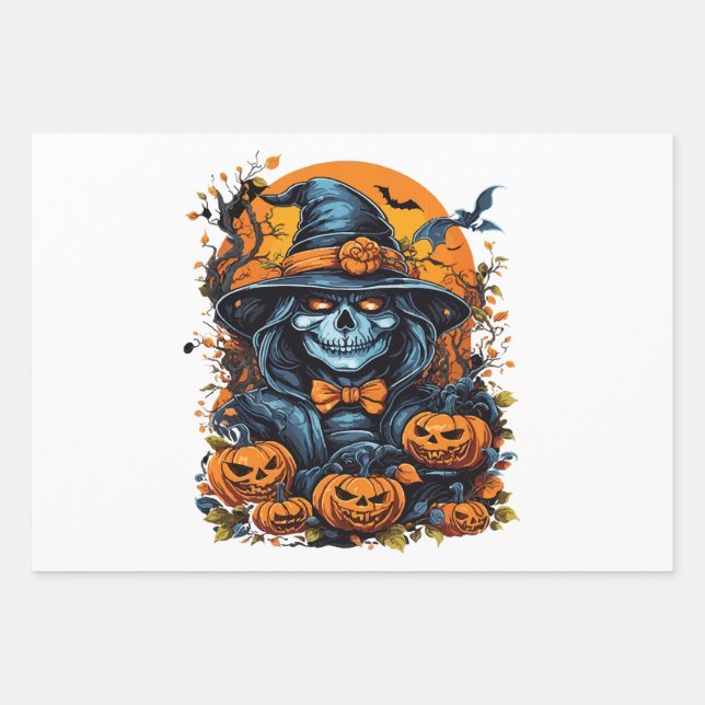 Halloween Pumpkin Wrapping Paper Sheets (Front)