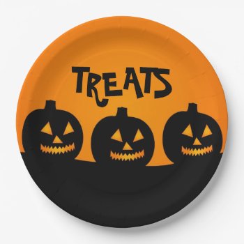 Halloween Pumpkind And Treats Paper Plate by ForEverProud at Zazzle