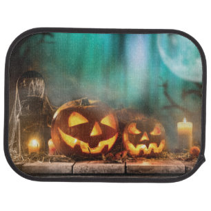 Halloween pumpkins and bats car floor mat