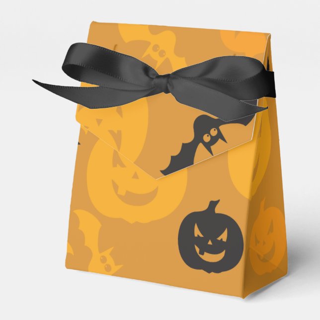 Halloween pumpkins and bats favor boxes (Front Side)