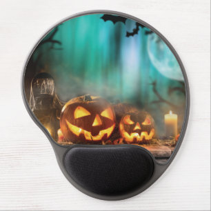 Halloween pumpkins and bats gel mouse pad