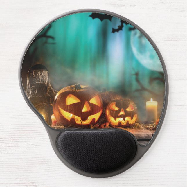Halloween pumpkins and bats  gel mouse pad (Front)