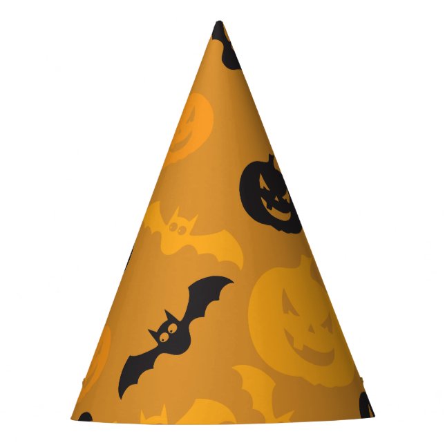 Halloween pumpkins and bats party hat (Front)