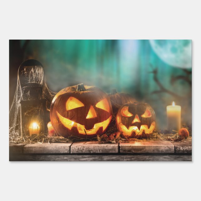 Halloween pumpkins and bats   sign (Front)