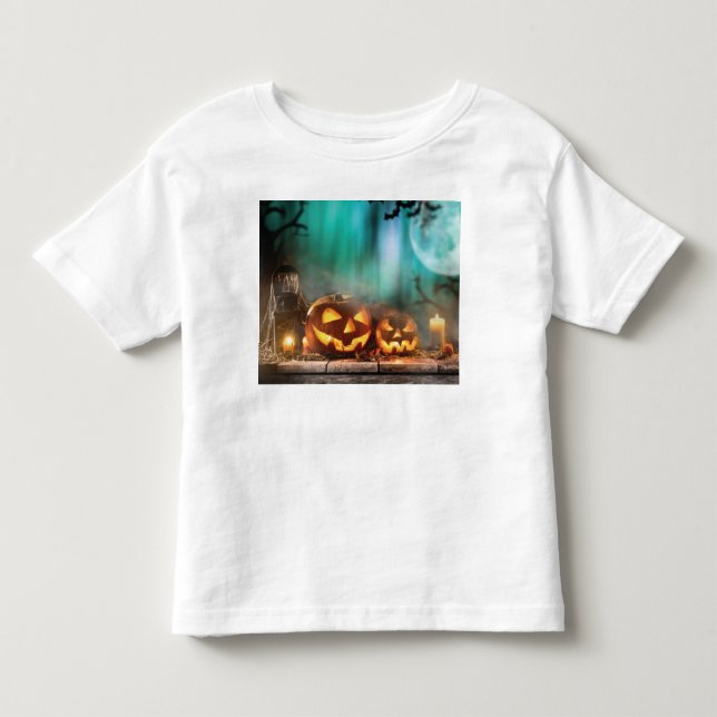 Halloween pumpkins and bats  toddler t-shirt (Front)