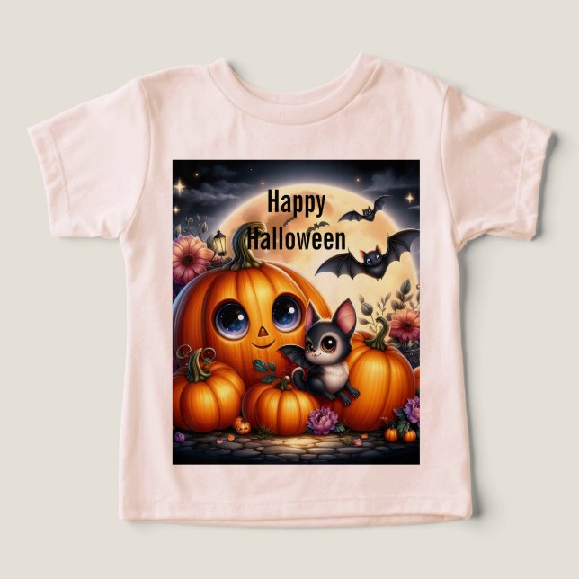 Halloween Pumpkins And Bats Toddler T-shirt (Design Front)