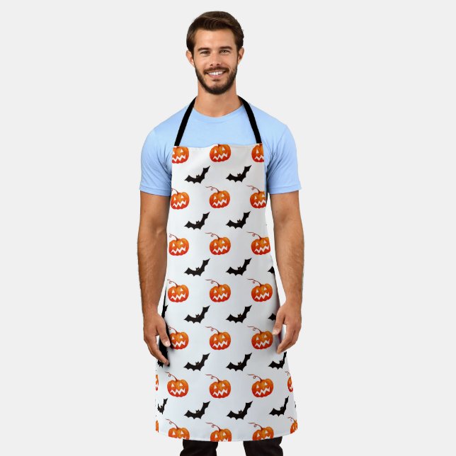 Halloween Pumpkins and Bats, Trick or Treat, Boo Apron (Worn)