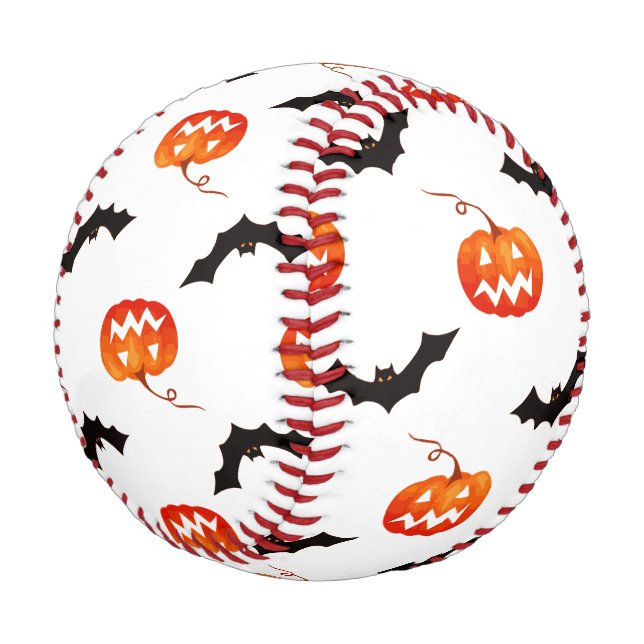 Halloween Pumpkins and Bats, Trick or Treat, Boo Baseball (Angled)