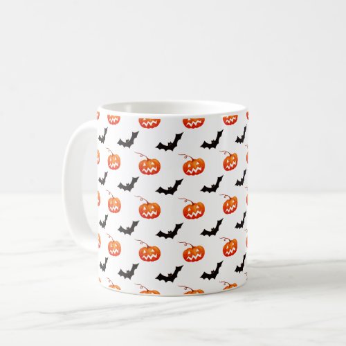 Halloween Pumpkins and Bats Trick or Treat Boo Coffee Mug