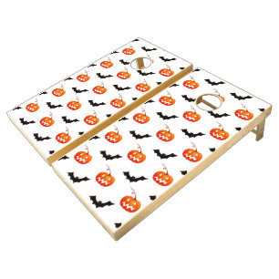 Halloween Pumpkins and Bats, Trick or Treat, Boo Cornhole Set