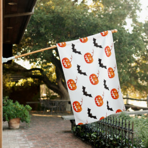 Halloween Pumpkins and Bats, Trick or Treat, Boo House Flag