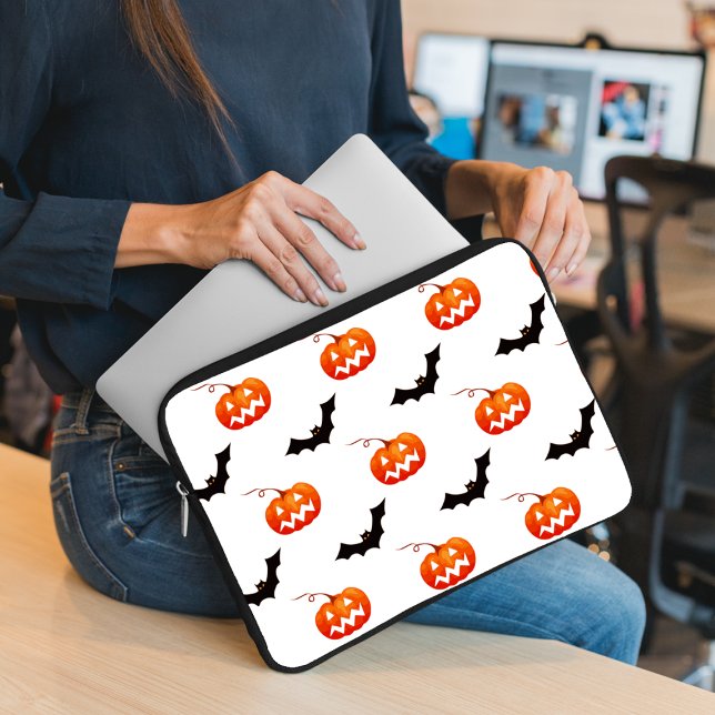 Halloween Pumpkins and Bats, Trick or Treat, Boo Laptop Sleeve (Creator Uploaded)
