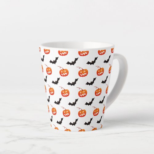 Halloween Pumpkins and Bats Trick or Treat Boo Latte Mug