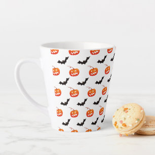 Halloween Pumpkins and Bats, Trick or Treat, Boo Latte Mug