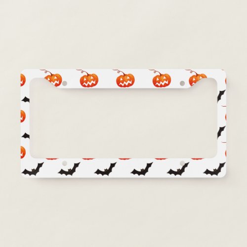 Halloween Pumpkins and Bats Trick or Treat Boo License Plate Frame