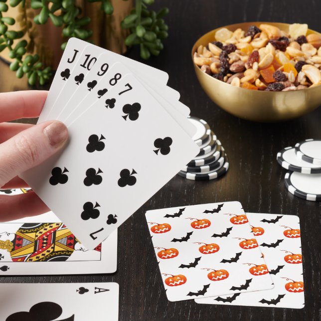 Halloween Pumpkins and Bats, Trick or Treat, Boo Poker Cards (In Situ)