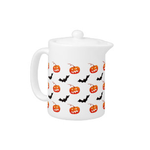 Halloween Pumpkins and Bats, Trick or Treat, Boo Teapot