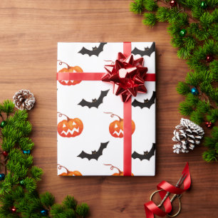 Halloween Pumpkins and Bats, Trick or Treat, Boo Wrapping Paper