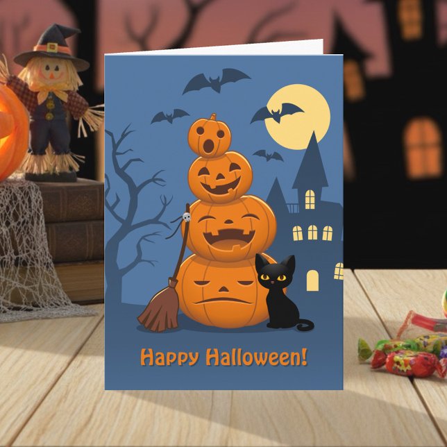 Halloween Pumpkins and Black Cat Card (Creator Uploaded)