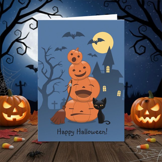 Halloween Pumpkins and Black Cat Card (Creator Uploaded)