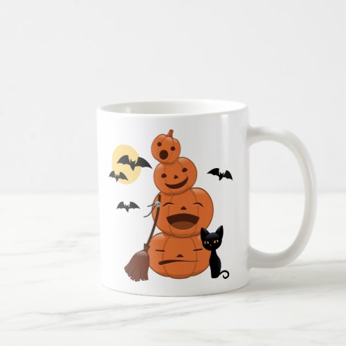 Halloween Pumpkins and Black Cat Coffee Mug