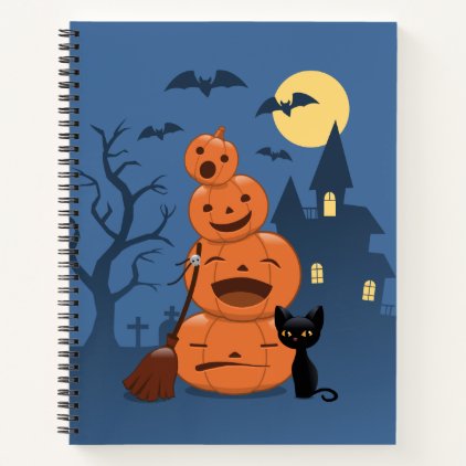 Halloween Pumpkins and Black Cat Notebook