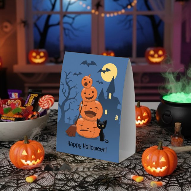 Halloween Pumpkins and Black Cat Paper Table Tent (Creator Uploaded)