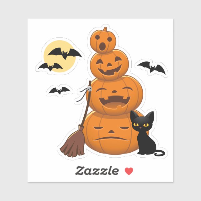 Halloween Pumpkins and Black Cat Sticker (Sheet)