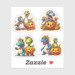 Halloween pumpkins and cute dinosaurs sticker