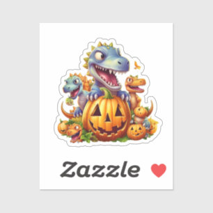 Halloween pumpkins and cute dinosaurs sticker
