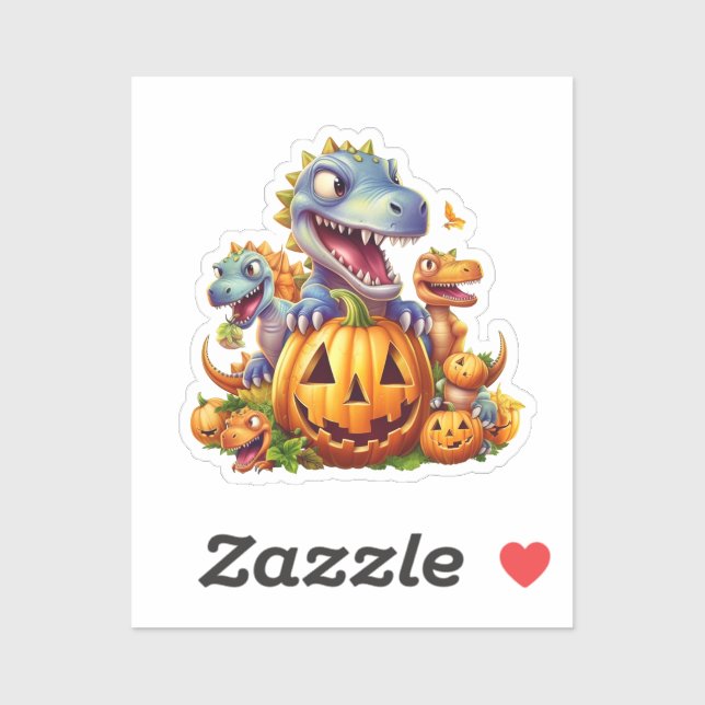 Halloween pumpkins and cute dinosaurs  sticker (Sheet)