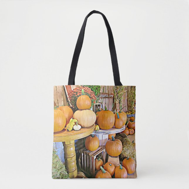 Halloween Pumpkins and Fall Display AutumnTote Bag (Front)