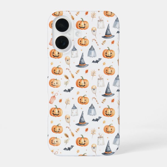 Halloween Pumpkins and Ghosts Pattern Iphone Case (Back)