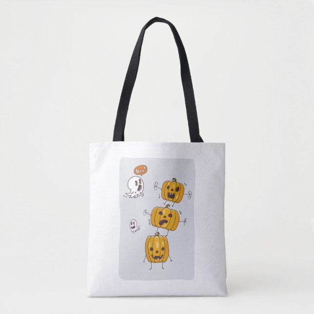 Halloween Pumpkins and Ghosts Tote Bag (Front)