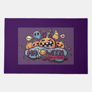 Halloween Pumpkins and Ghosts Trick or Treat Doormat
