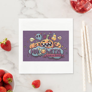 Halloween Pumpkins and Ghosts Trick or Treat Napkins