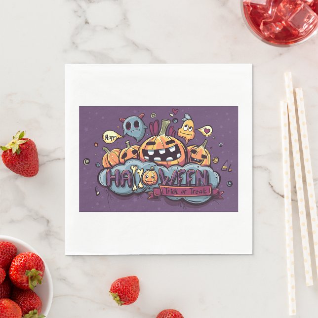 Halloween Pumpkins and Ghosts Trick or Treat Napkins (Creator Uploaded)