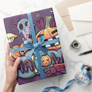 Halloween Pumpkins and Ghosts Trick or Treat Wrapping Paper