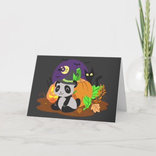 Halloween Pumpkins and Panda Card